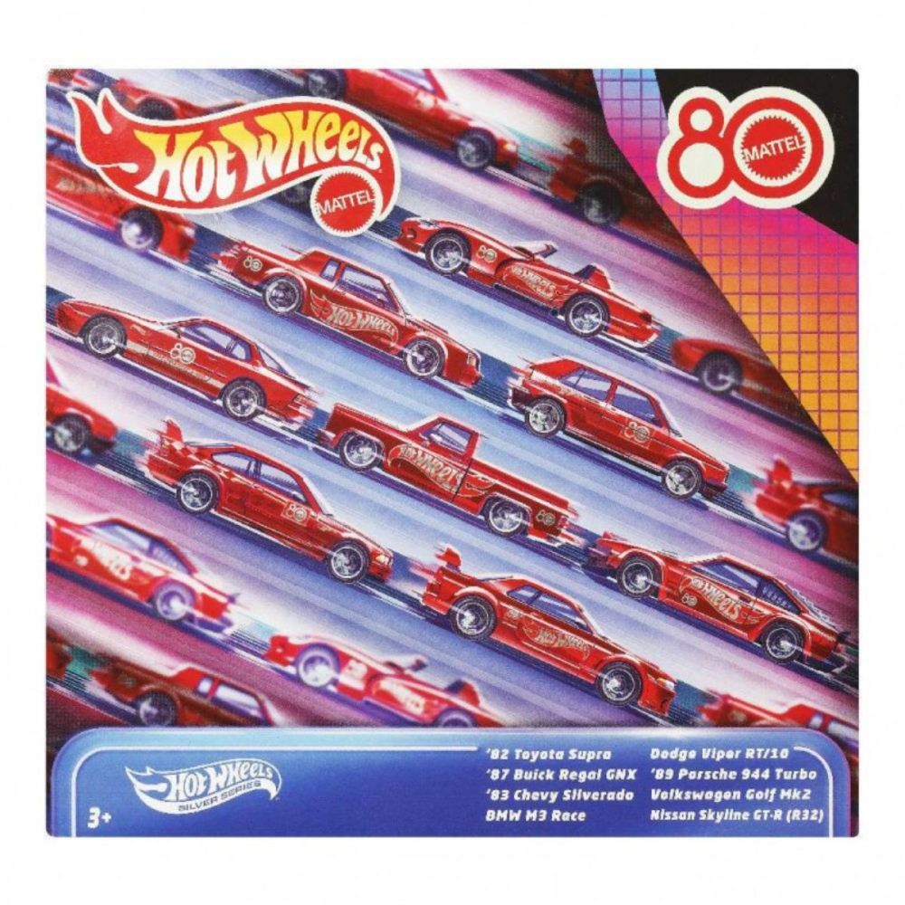 Комплект 8 колички., Hot Wheels Silver Series, 80Th Anniversary, 1:64, JGK09