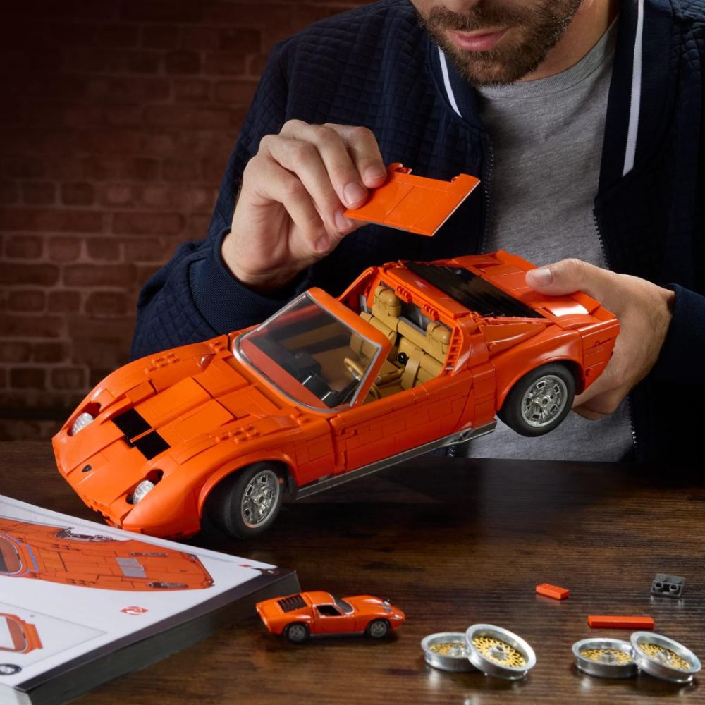Комплект за строене и количка Brick Shop, Hot Wheels, '71 Lamborghini Miura P400 SV, JHF61