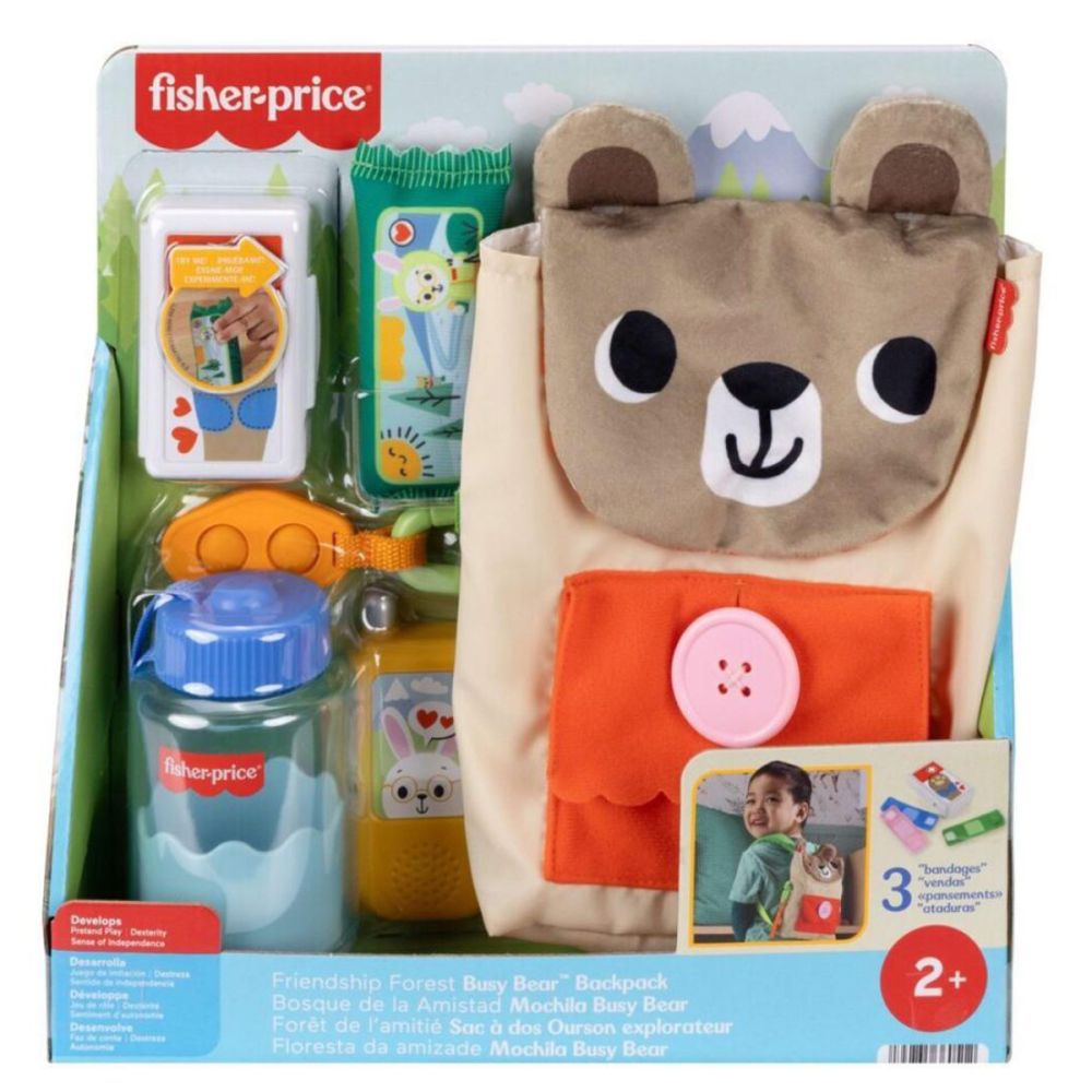 Комплект играчки в раница, Fisher Price, Friendship Forest Busy Bear, JLB86