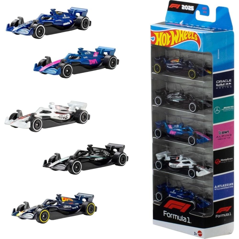 Комплект 5 състезателни коли, Hot Wheels, Formula 1 2025, JLN11