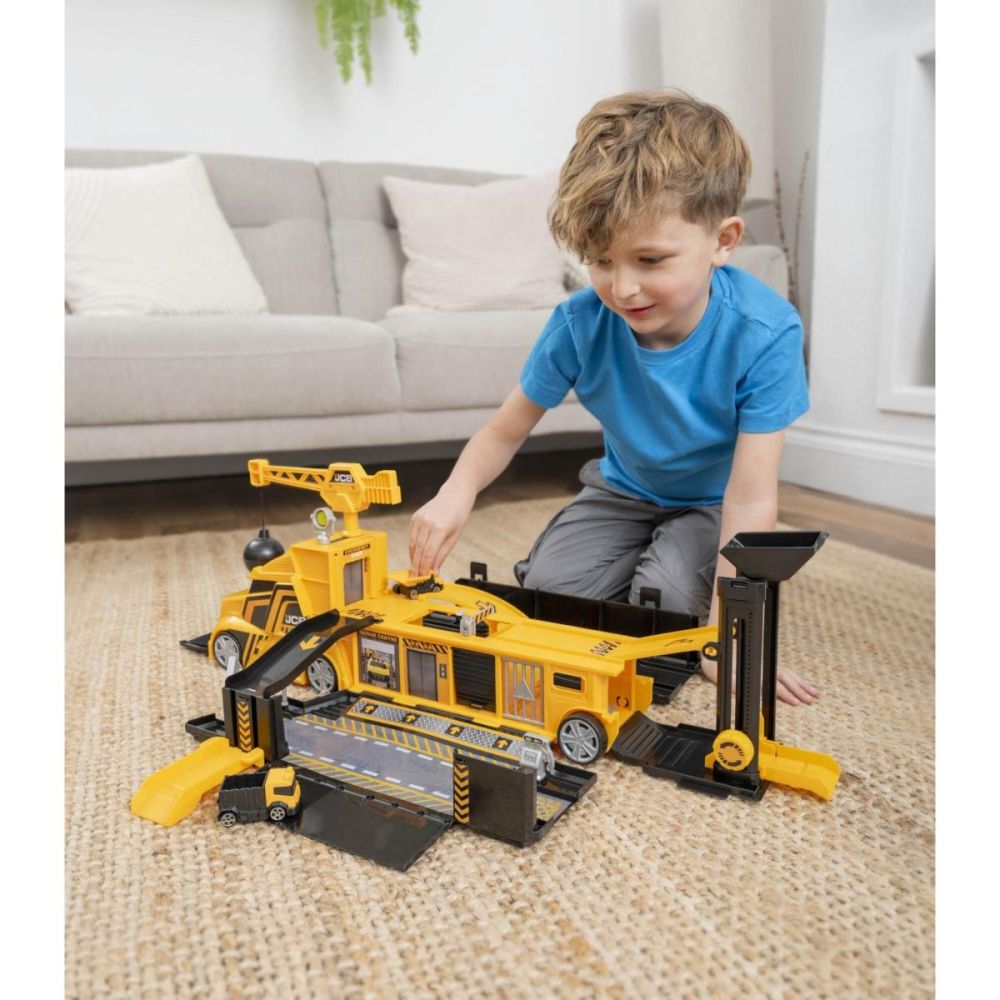 Камион с платформа и 3 превозни средства, Teamsterz, JCB Construction Command Truck