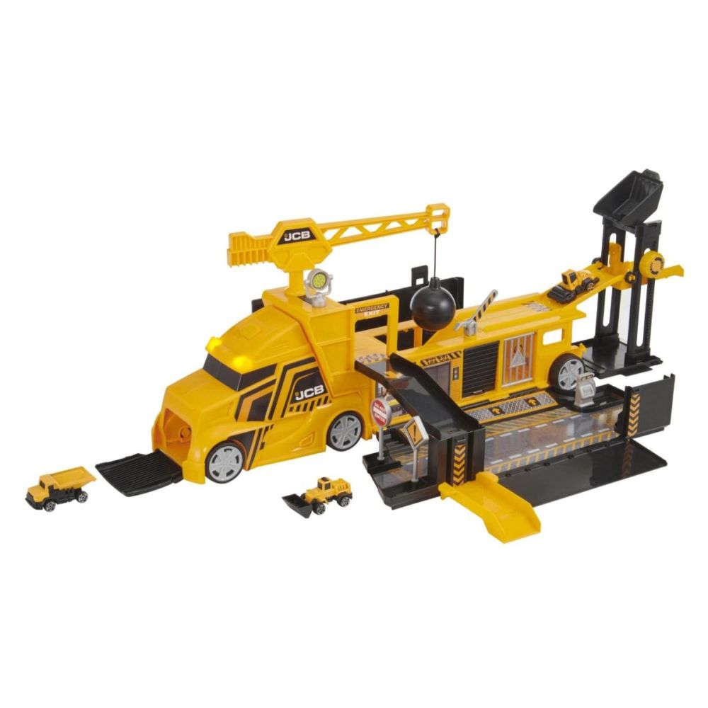 Камион с платформа и 3 превозни средства, Teamsterz, JCB Construction Command Truck