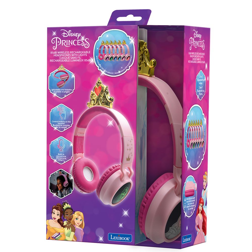 Сгъваеми кабелни слушалки с Bluetooth, Lexibook, Disney Princess 3D