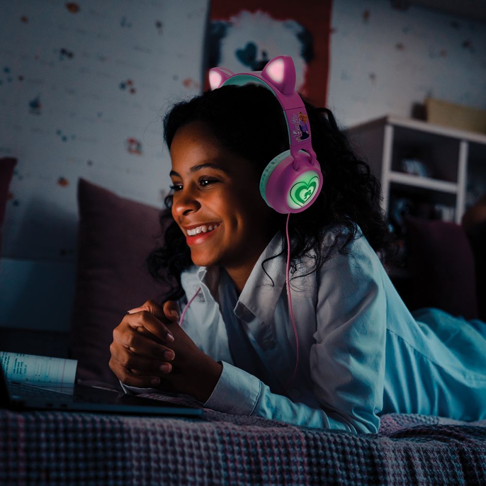 Сгъваеми слушалки 2 в 1 с ушички, Lexibook, Barbie, Жак 3.5 мм, Bluetooth
