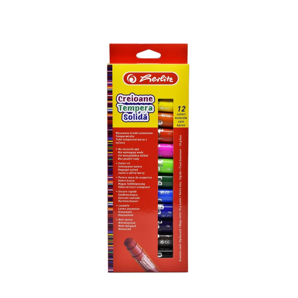 Комплект 12 твърди темперни молива Herlitz 10 гр