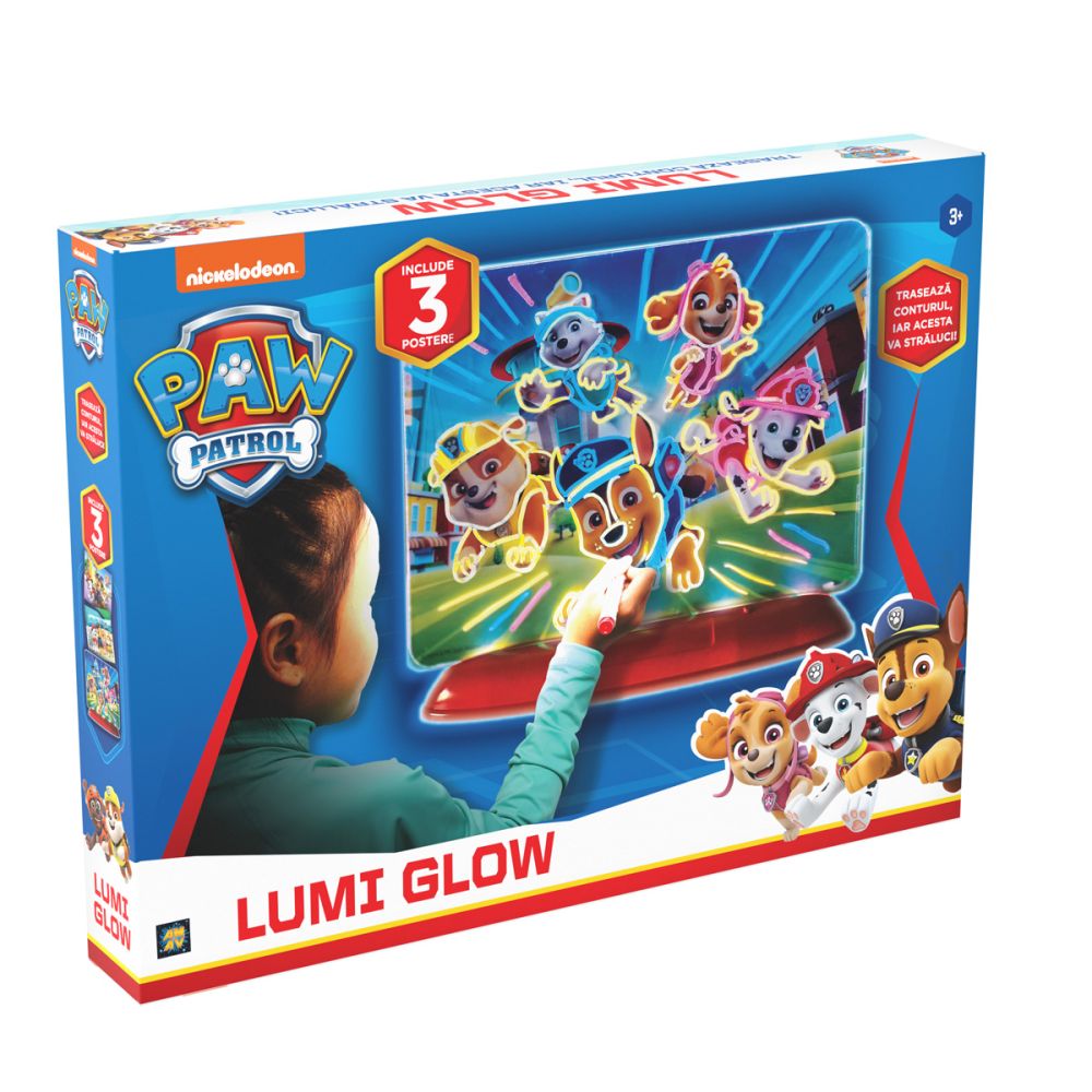 Дъска за рисуване със светлини, Paw Patrol, 3D Lumi Glow