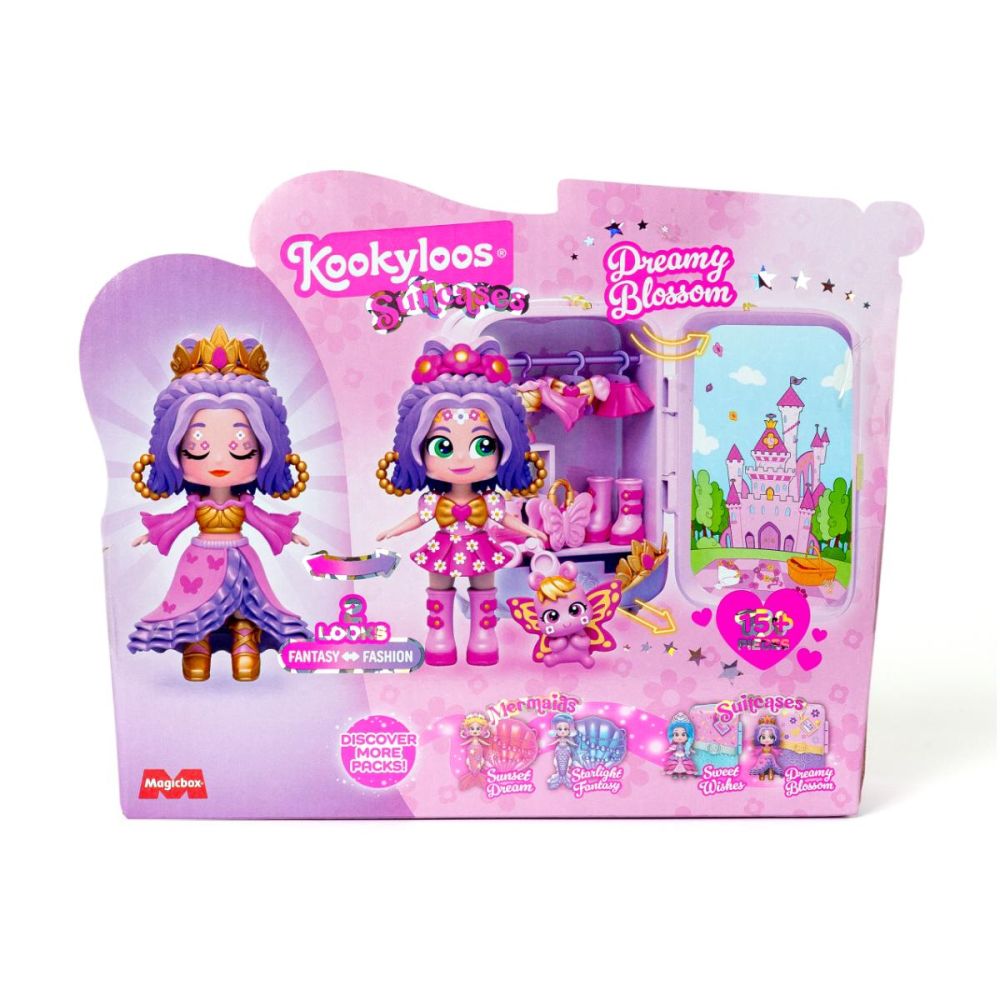 Комплект за игра с кукла Kookyloos, Suitcase Dreamy Blossom