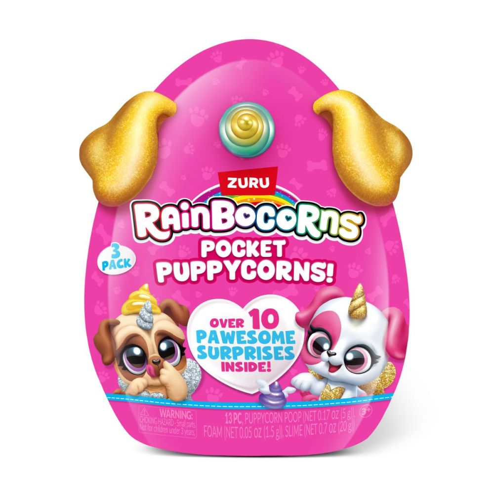 Комплект 3 фигурки изненада, Rainbocorns, Pocket Puppycorns