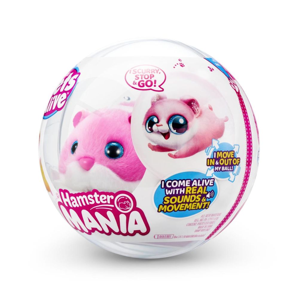 Плюшена играчка, Pets Alive, Хамстер, Розов