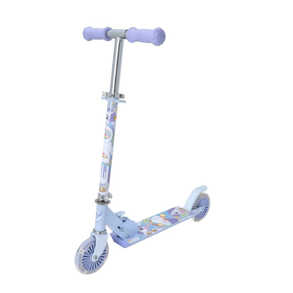 Тротинетка с 2 колела, сгъваема, Evo, Light Up Inline Scooter, Еднорози