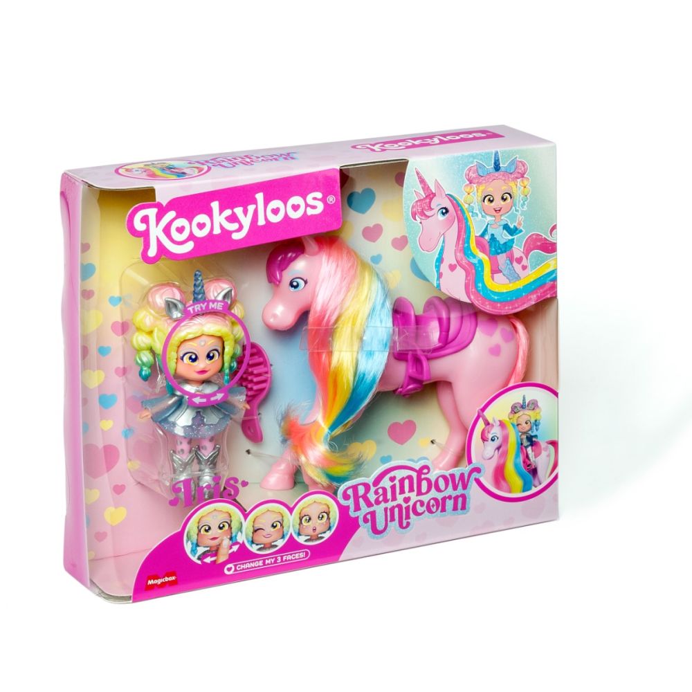 Комплект за игра с кукла Kookyloos, Iris и Rainbow Unicorn