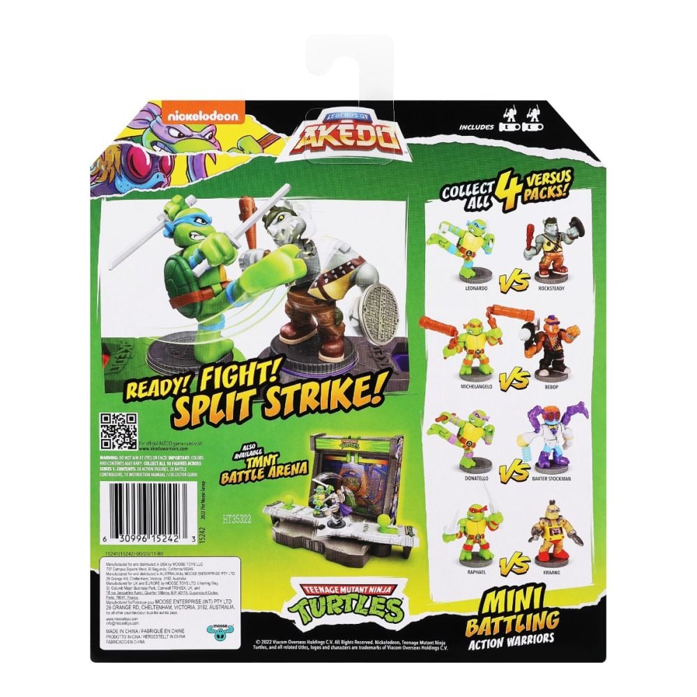 Комплект 2 фигурки Костенурките Нинджа, Akedo, Donatello Vs Baxter Stockman, S1