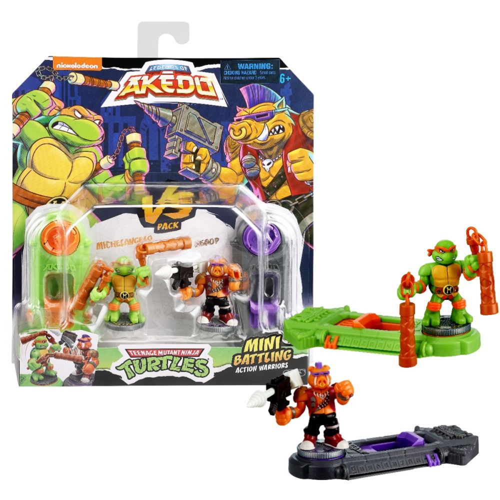 Комплект 2 фигурки Костенурките Нинджа, Akedo, Michelangelo Vs Bebop, S1