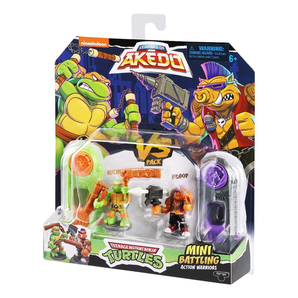 Комплект 2 фигурки Костенурките Нинджа, Akedo, Michelangelo Vs Bebop, S1