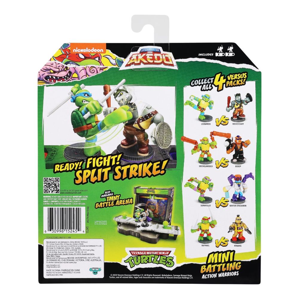 Комплект 2 фигурки Костенурките Нинджа, Akedo, Raphael Vs Kraang, S1