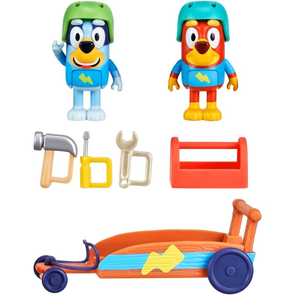 Комплект за игра с 2 фигурки, Bluey, Bluey и Rusty Go-Kart