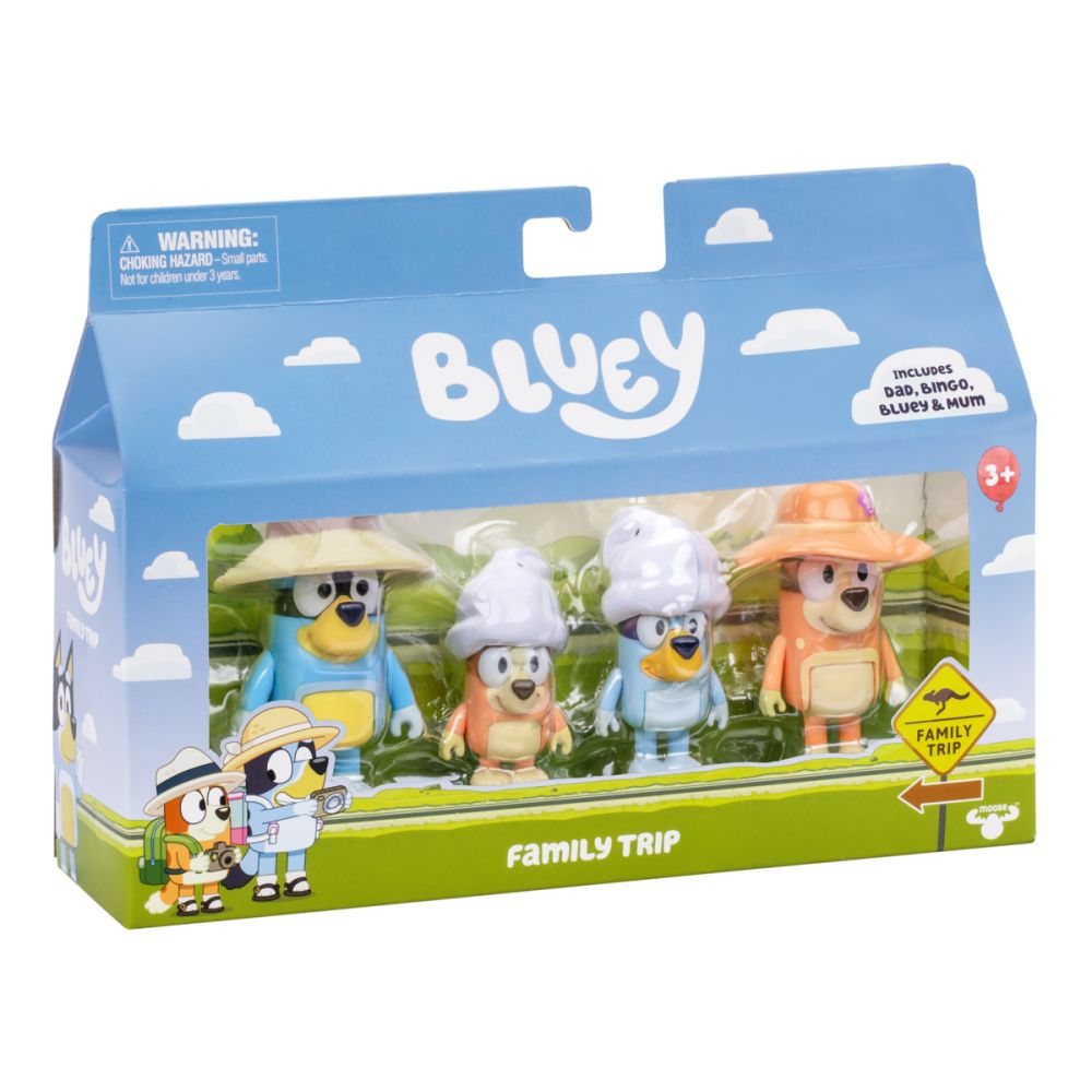 Комплект 4 фигурки, Bluey, Family Trip