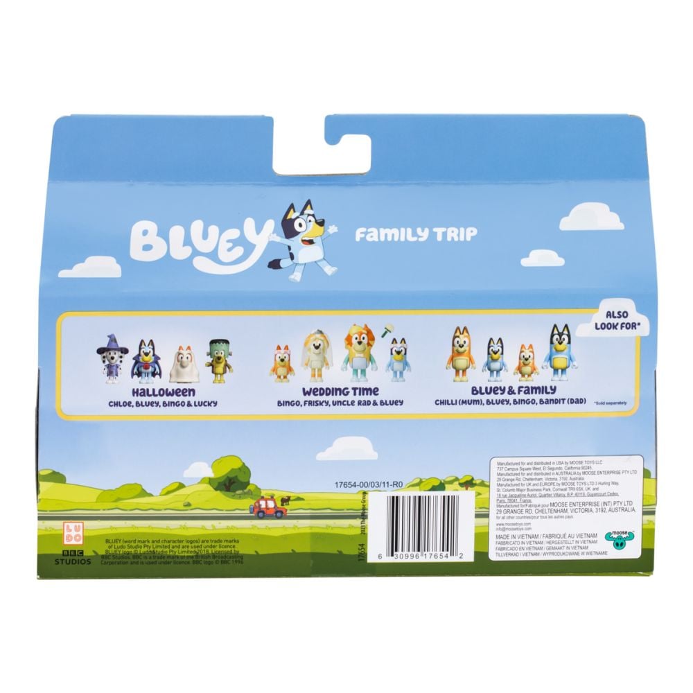 Комплект 4 фигурки, Bluey, Family Trip
