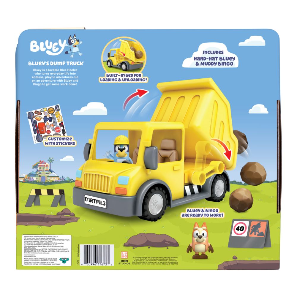 Комплект 2 фигурки и самосвал, Bluey, Dump Truck