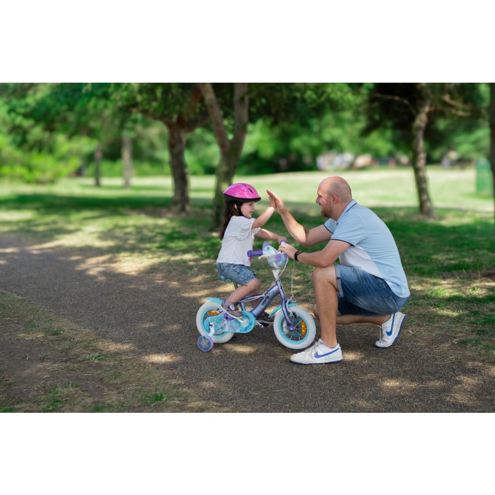 Велосипед с помощни колела, Huffy, Disney Frozen, 12 инча, Лилаво