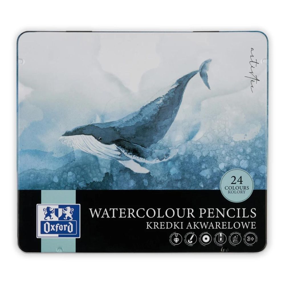 Комплект 24 цветни молива в метална кутия, Herlitz, Oxford, Watercolour