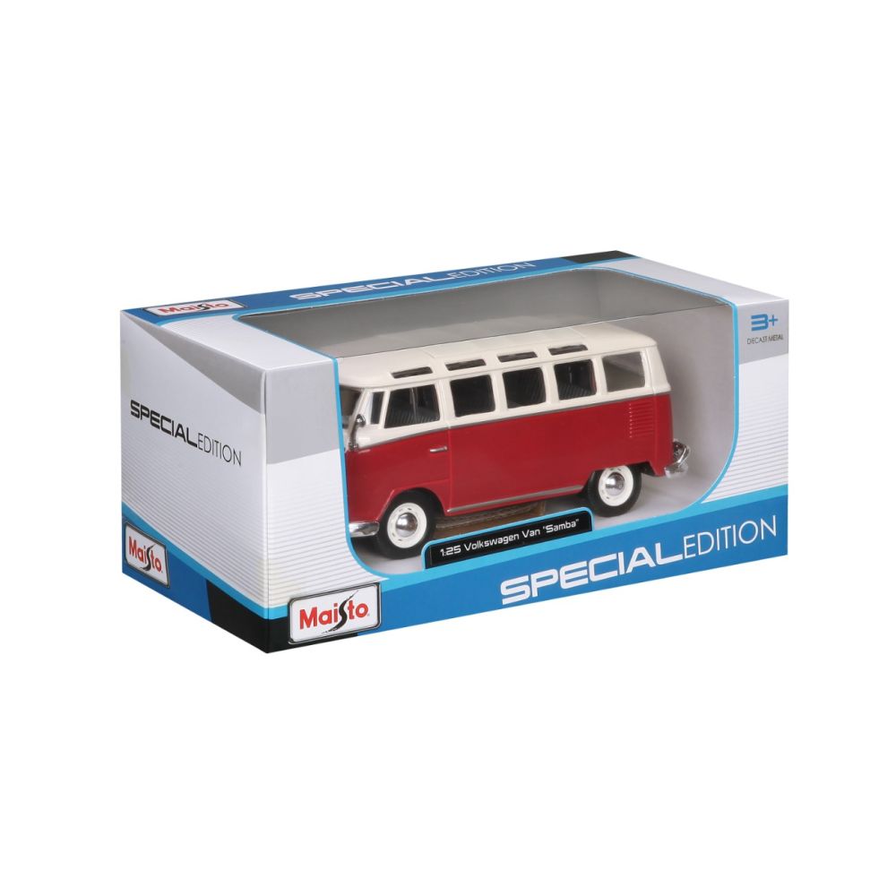 Метална количка, Maisto, Volkswagen Van Samba, 1:25, Червена