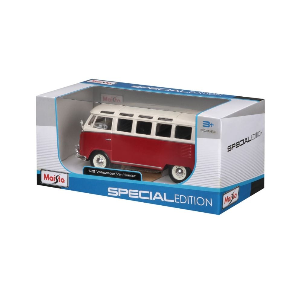 Метална количка, Maisto, Volkswagen Van Samba, 1:25, Червена