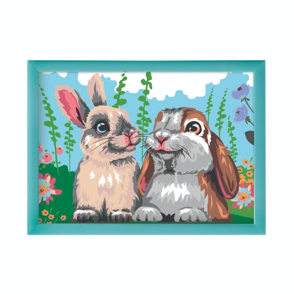 Комплект за рисуване по номера, Happy Hobby, Paint and frame, Сладки зайчета