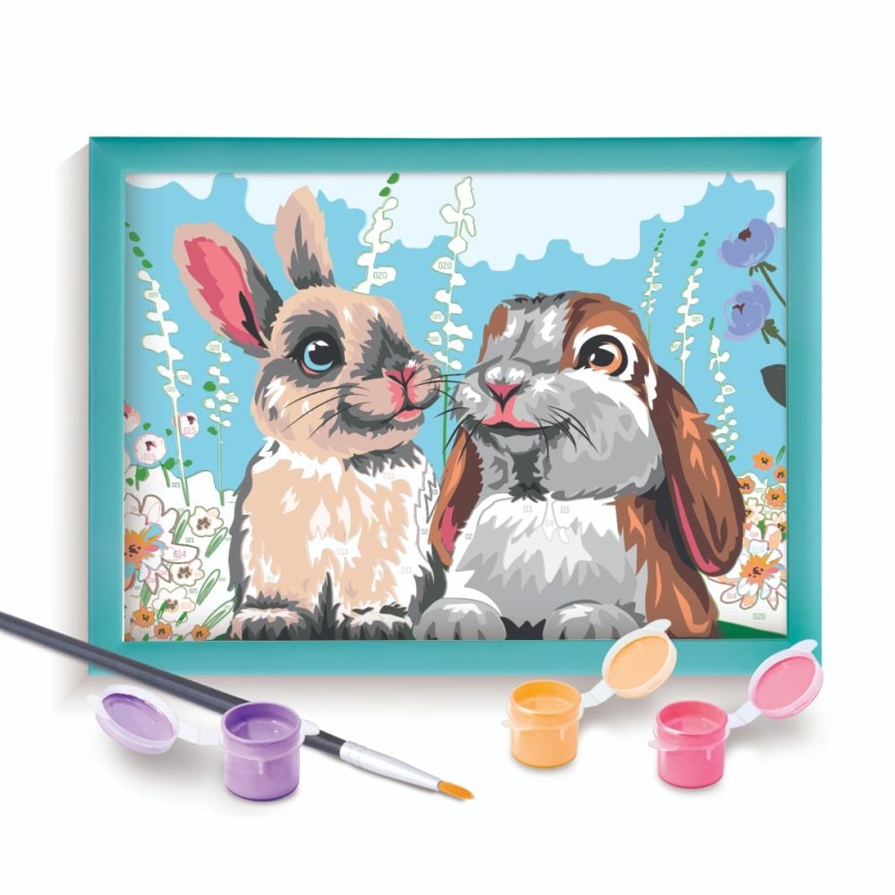 Комплект за рисуване по номера, Happy Hobby, Paint and frame, Сладки зайчета