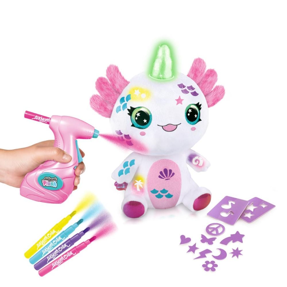 Плюшена играчка за оцветяване, Airbrush Plush, Light Up, Аксолотъл