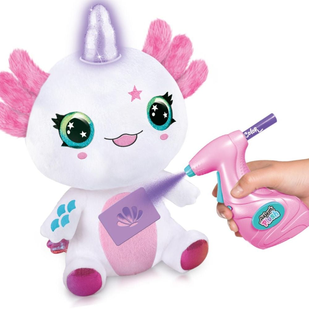 Плюшена играчка за оцветяване, Airbrush Plush, Light Up, Аксолотъл