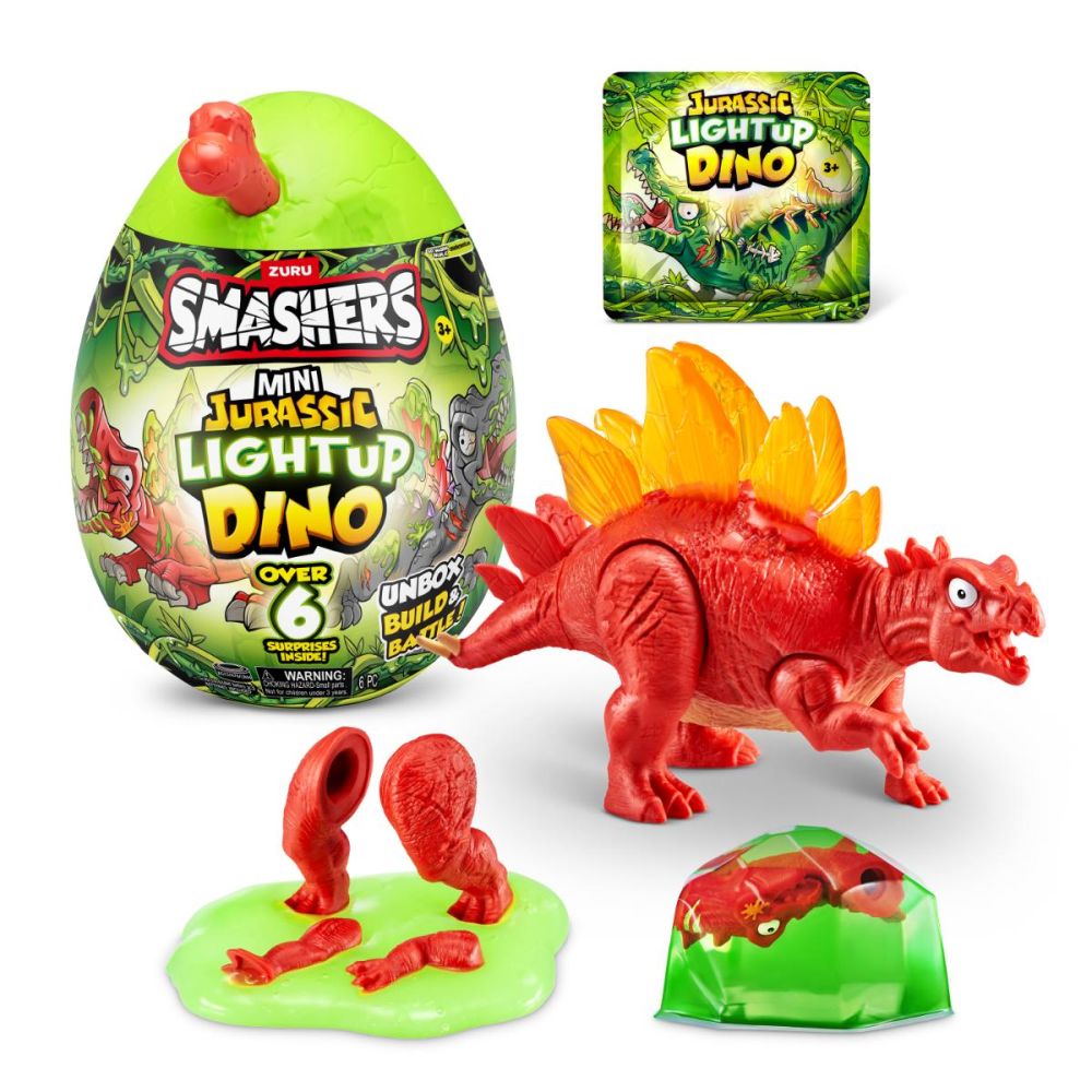 Фигурка изненада в яйце, Smashers, Dino Jurassic Light-Up, Червена