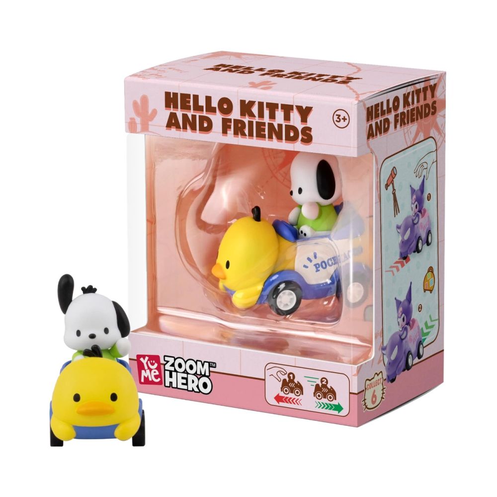 Фигурка с превозно средство, Yume, Hello Kitty and Friends, Zoom Hero S1, Pocaccho