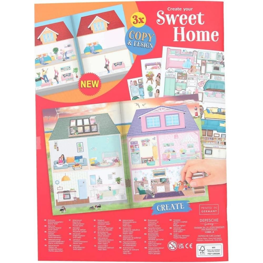 Книжка за оцветяване със стикери, Depesche, Trends Sweet Home