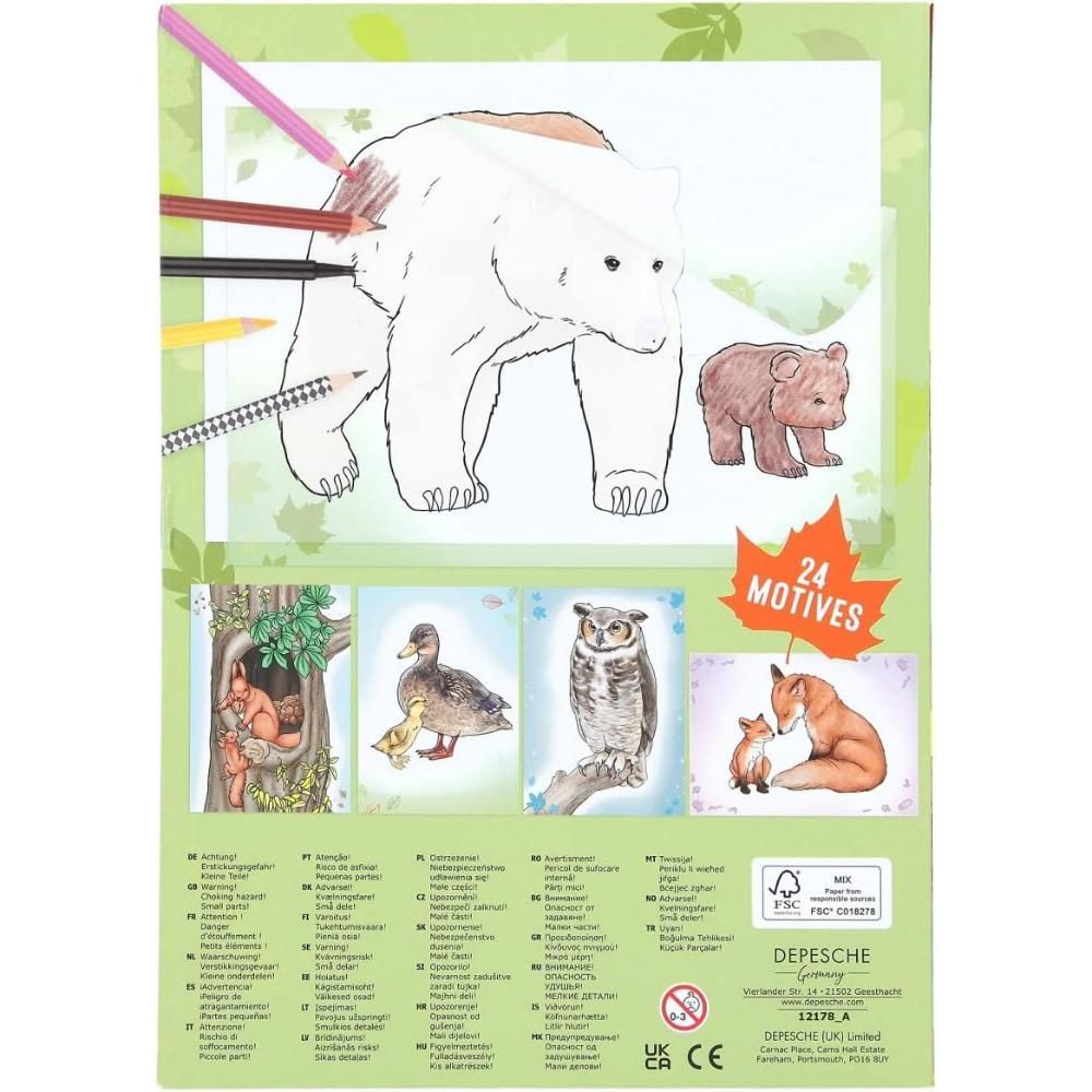Книжка за оцветяване и копиране Depesche, Wildlife