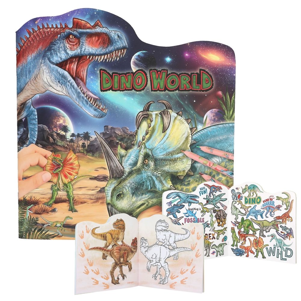 Книжка за оцветяване и стикери, Depesche, Dino World