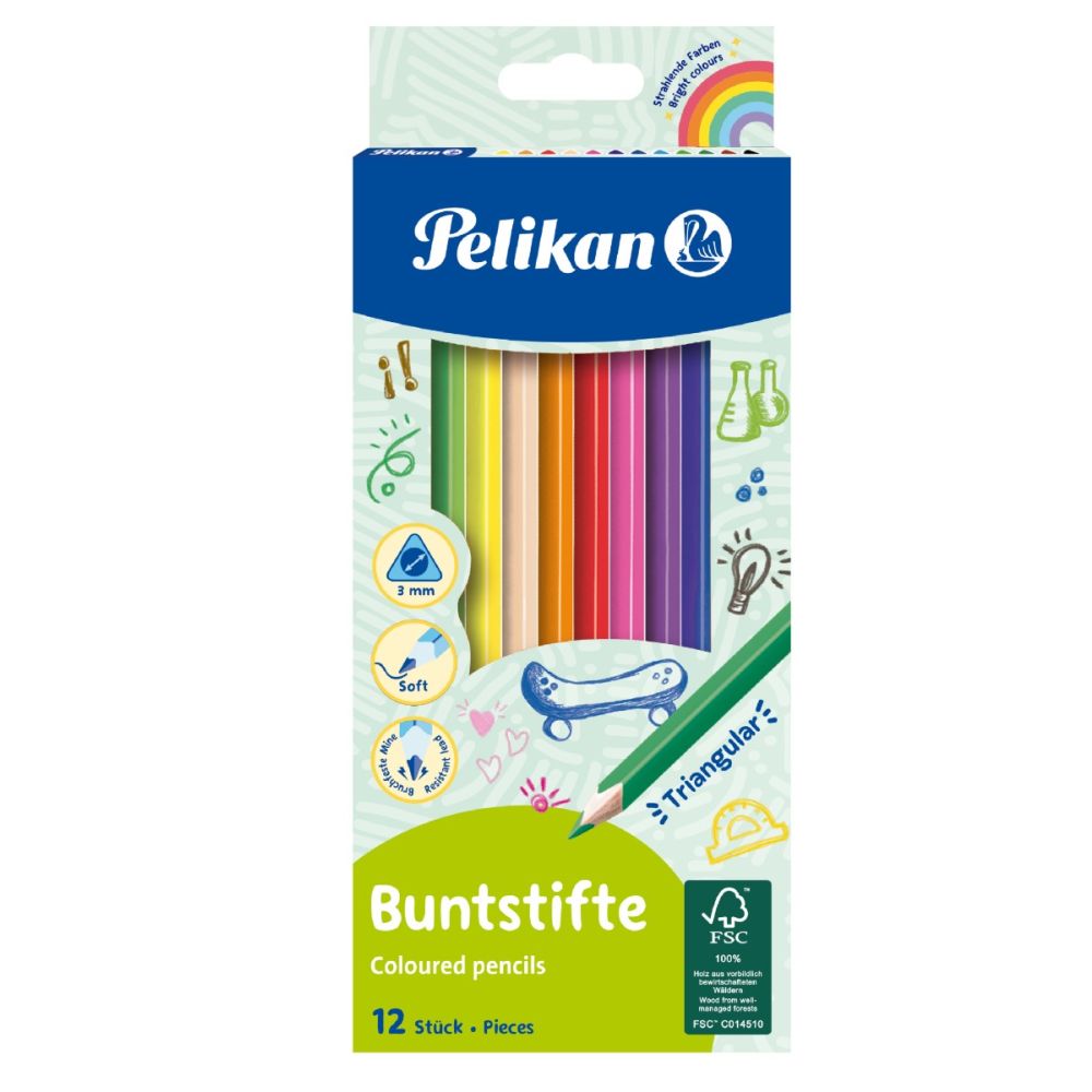 Комплект 12 триъгълни цветни молива, Herlitz