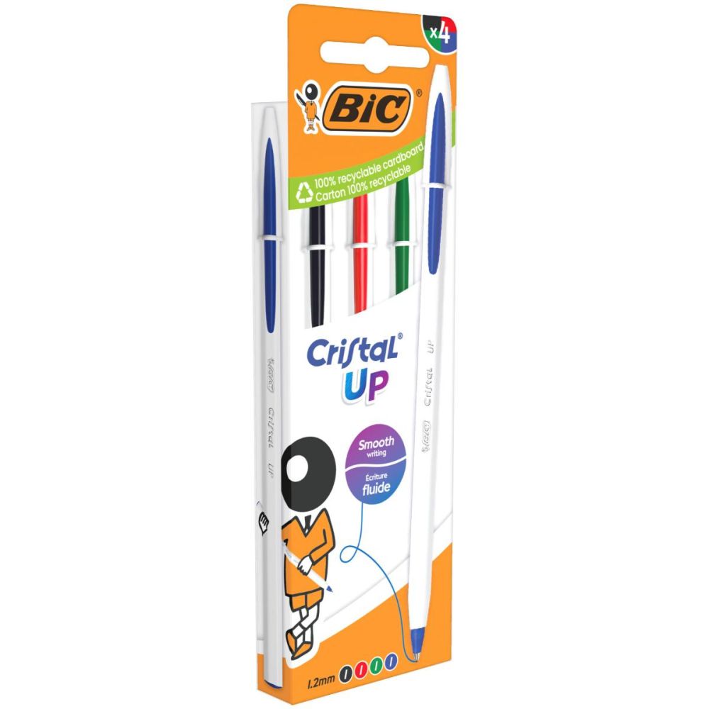Комплект 4 химикалки, Bic, Cristal Up, 1.6 мм