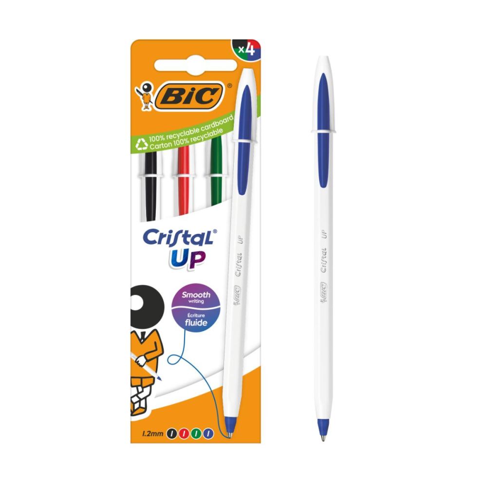 Комплект 4 химикалки, Bic, Cristal Up, 1.6 мм