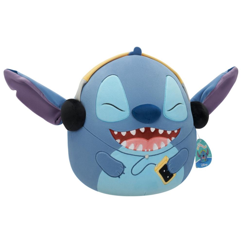 Плюшена играчка, Squishmallows, Disney Stitch със слушалки, 17 см