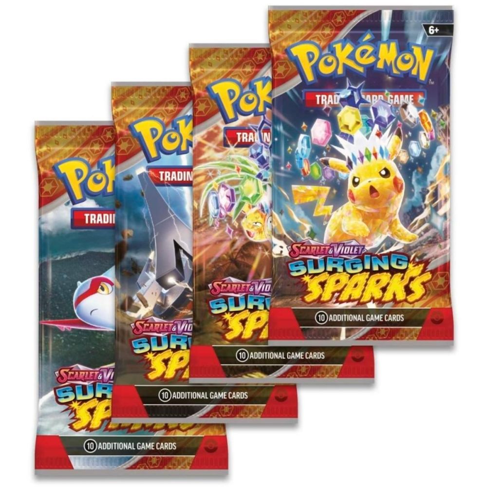 Комплект от 10 карти Pokemon TCG, Scarlet and Violet, Surging Sparks, Boosters