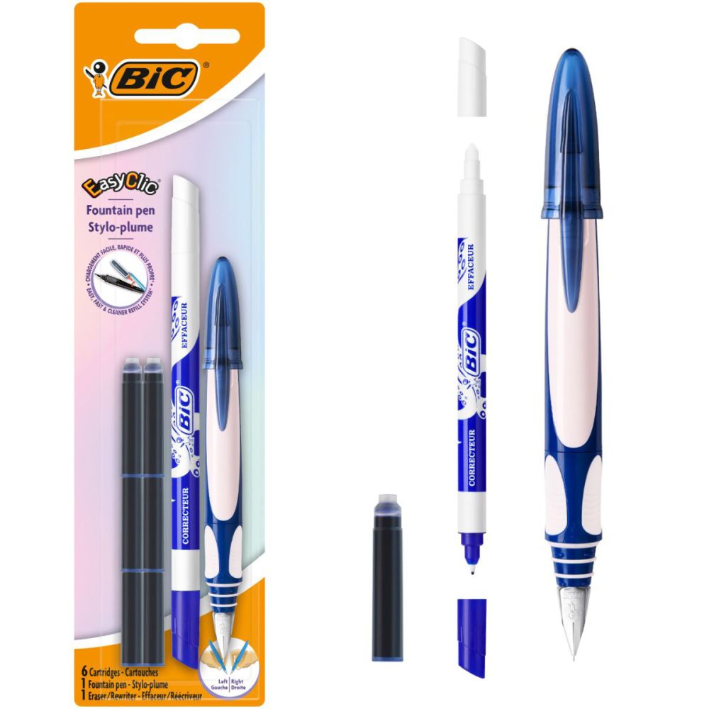 Писалка Easy Click, Bic, 6 пълнителя и коректор