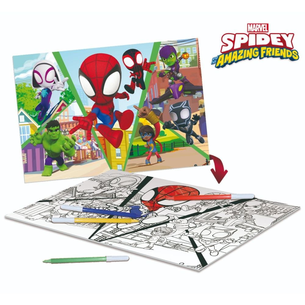 Пъзел 2 в 1 Lisciani Marvel Spidey и неговите невероятни приятели, Предизвикателството, Plus, 24 части