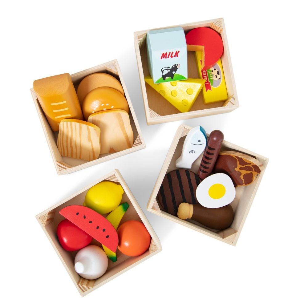 Комплект за игра, Melissa & Doug, Дървени хранителни продукти, 21 части, 6074866