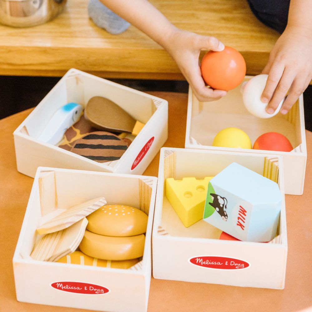 Комплект за игра, Melissa & Doug, Дървени хранителни продукти, 21 части, 6074866