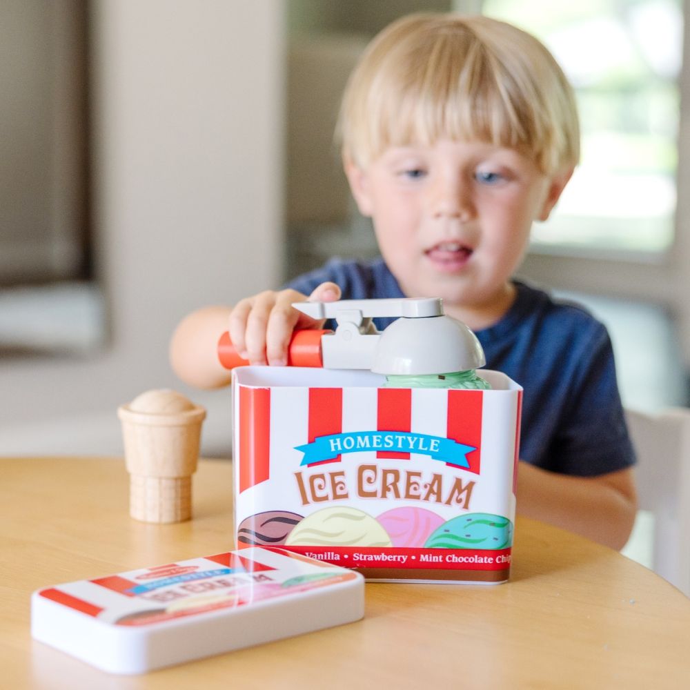Комплект за игра, Melissa & Doug, Сладолед във фунийка, 8 части, 6074871