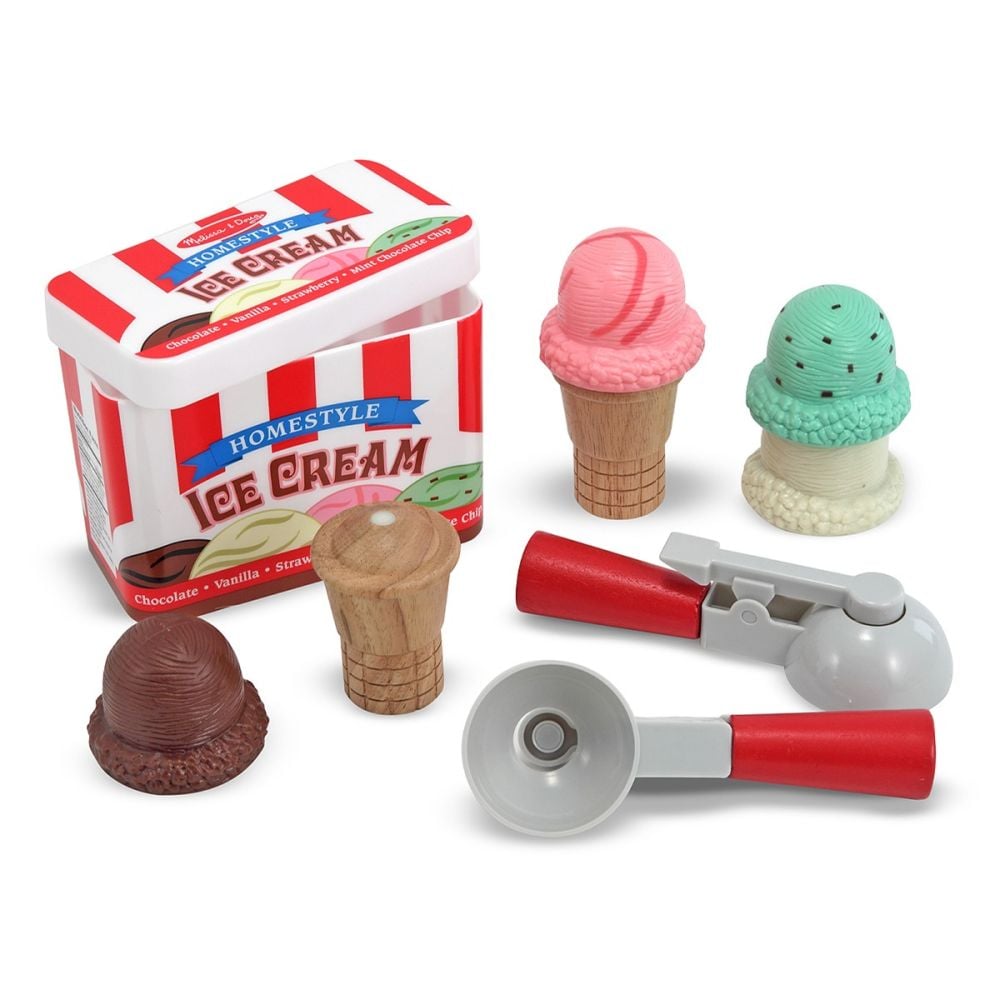 Комплект за игра, Melissa & Doug, Сладолед във фунийка, 8 части, 6074871