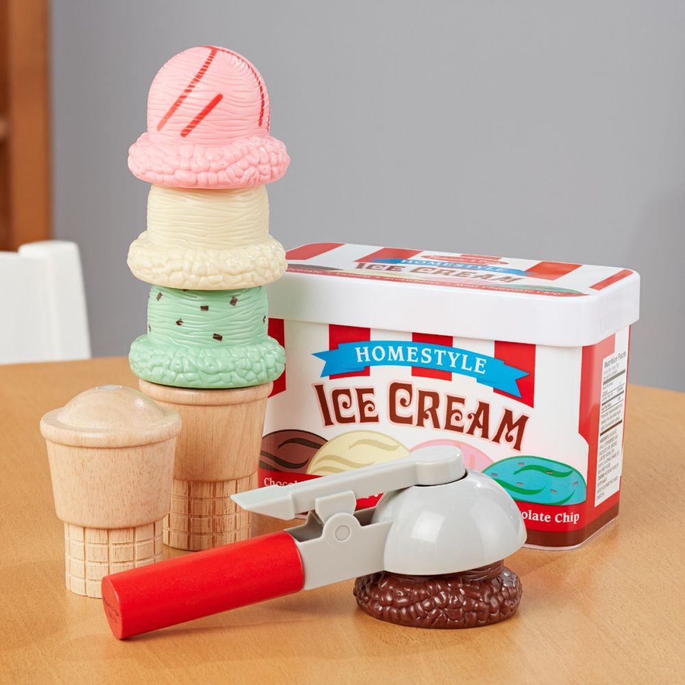Комплект за игра, Melissa & Doug, Сладолед във фунийка, 8 части, 6074871