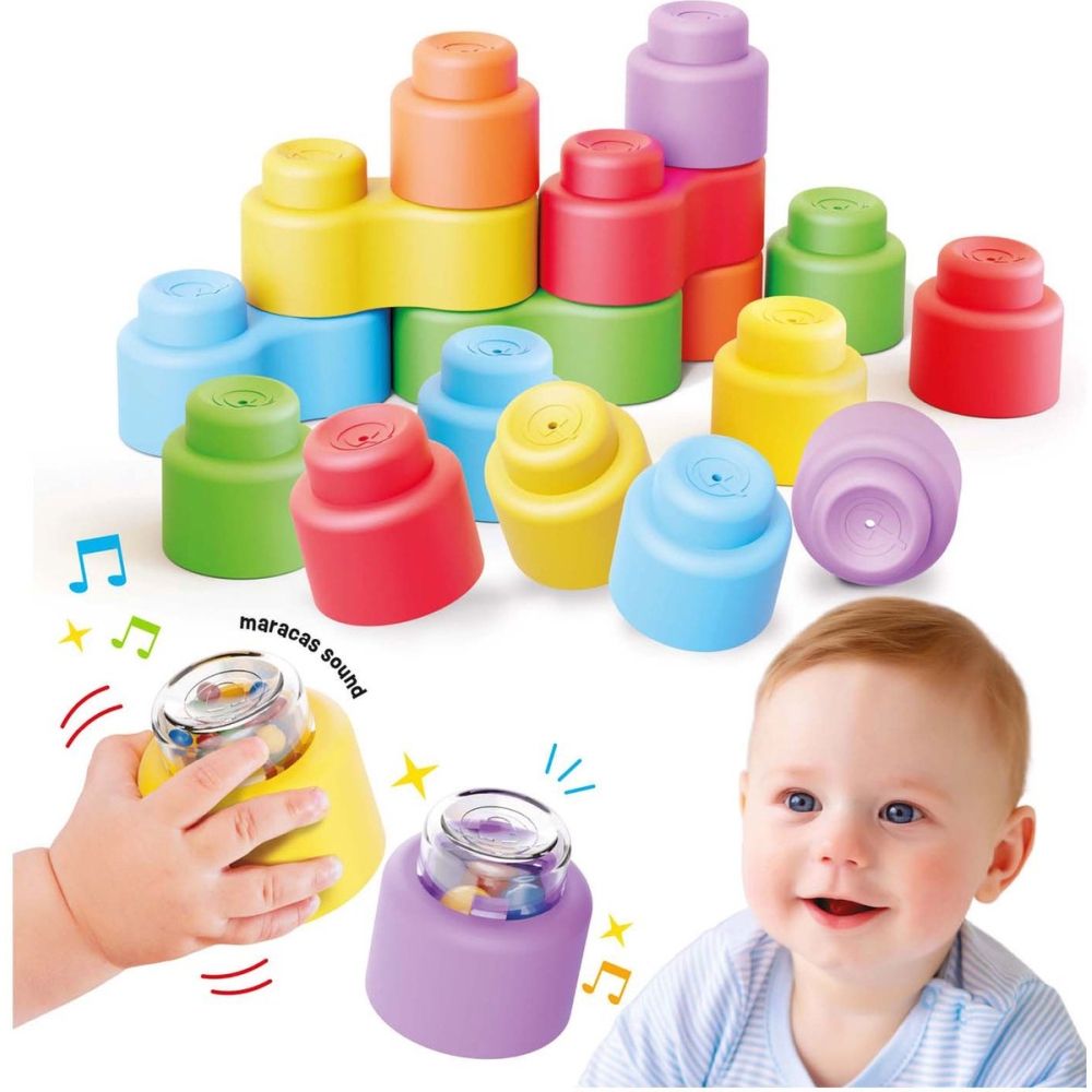 Конструктор с меки форми, Quercetti, Momy Soft Happy Sound, 18 части