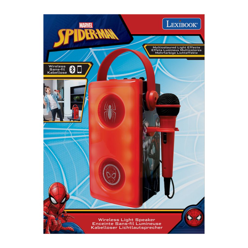 Безжична тонколона с микрофон и светлини, Lexibook, Spiderman